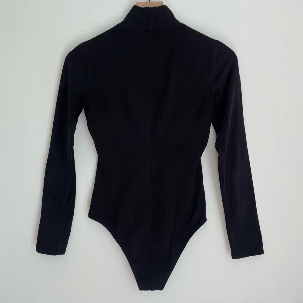 Reformation Jeans Bodysuit Navia Black Mock Turtleneck Cotton size S_5